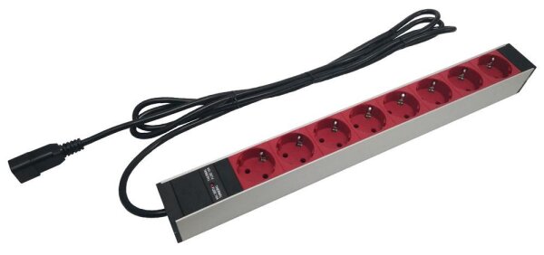 PDU, Standard 19", 1 HE, 8 x weiße Schuko, weißes Kabel und Winkelstecker