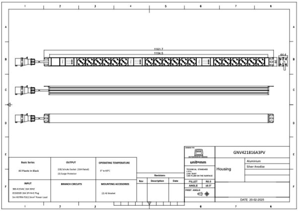 PDU, Basic, 19", 1 HE, vertikal, 16 A, 3 Ph, 18 x Schuko mit Überspannungsschutz